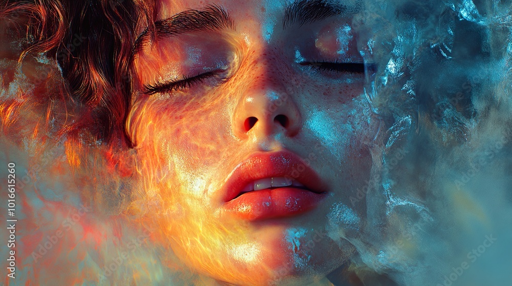 Surreal Portrait of a Woman with Fire and Water Surreal Portrait of a Woman with Fire and Water