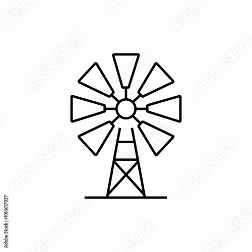 farm windmill icon sign vector