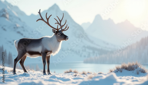 Deer against a snowy winter landscape