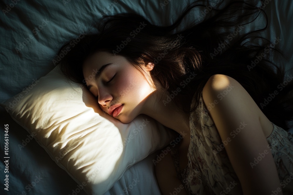 A person lying down, eyes shut, on a mattress. A person lying down, eyes shut, on a mattress.