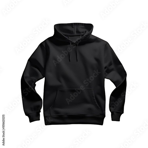 Blank black hoodie template. Hoodie sweatshirt long sleeve with clipping path, hoody for design mockup for print, isolated on white background