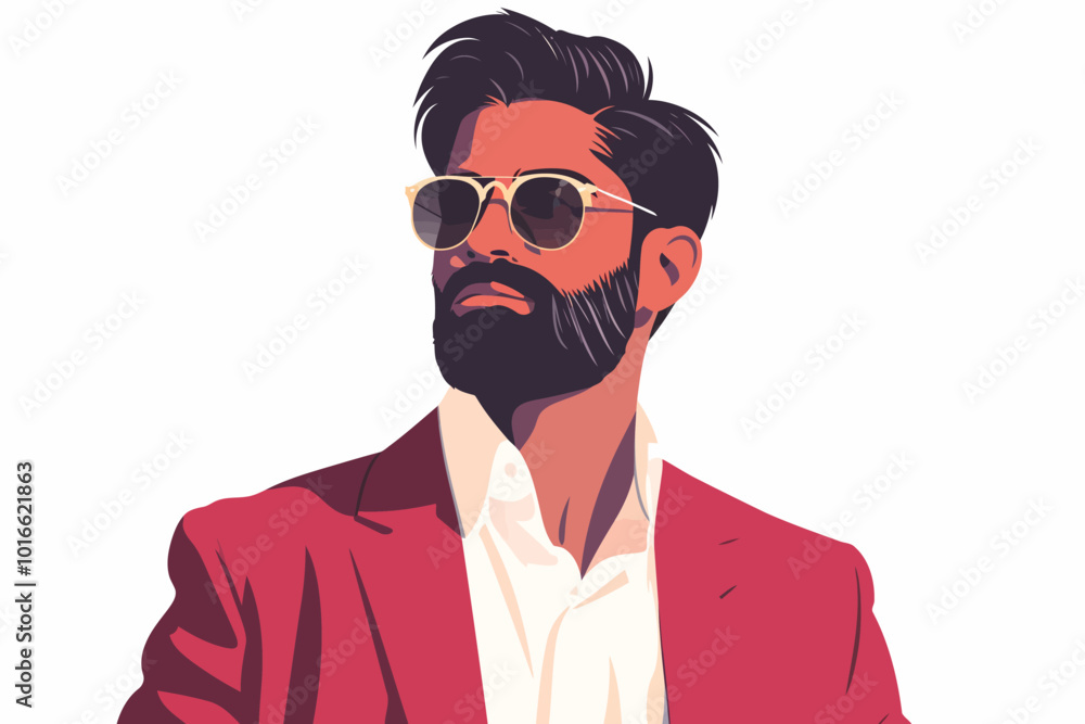 Portrait of a fashionable indian man isolated illustration Portrait of a fashionable indian man isolated illustration