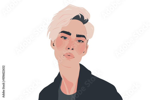 Portrait of a fashionable non binary person isolated illustration