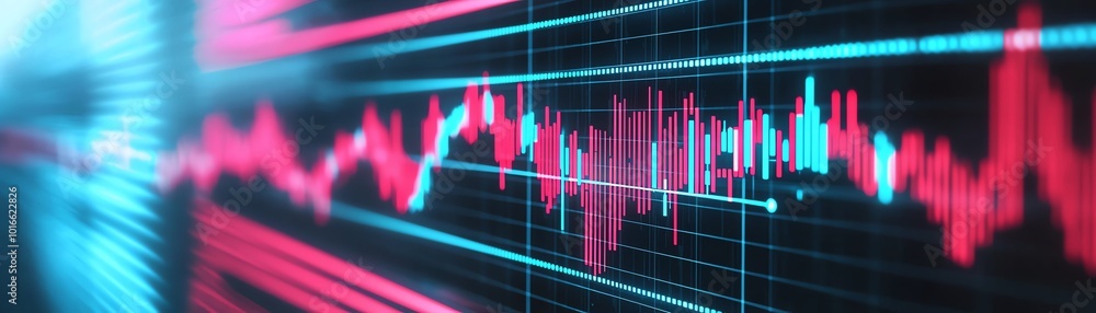 Colorful digital sound wave analysis on a dark background representing audio frequency. Colorful digital sound wave analysis on a dark background representing audio frequency.