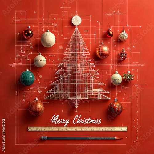 Obraz na płótnie Blueprint for a Merry Christmas. w salonie