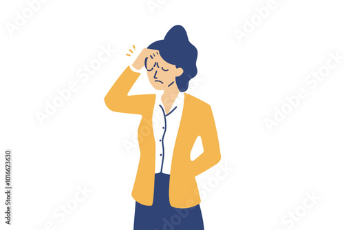 woman in business suit having Headache isolated illustration