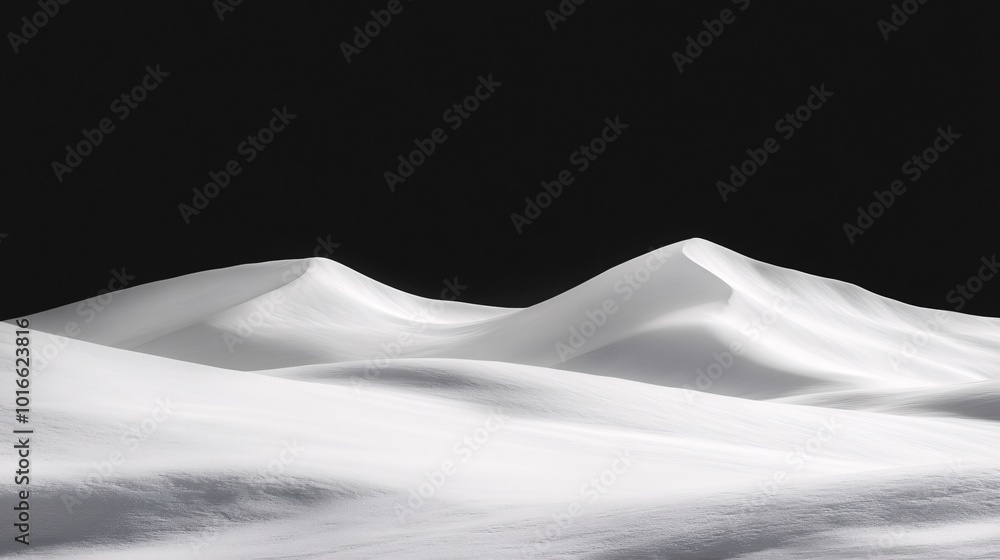 Snowy dunes on a black background Snowy dunes on a black background