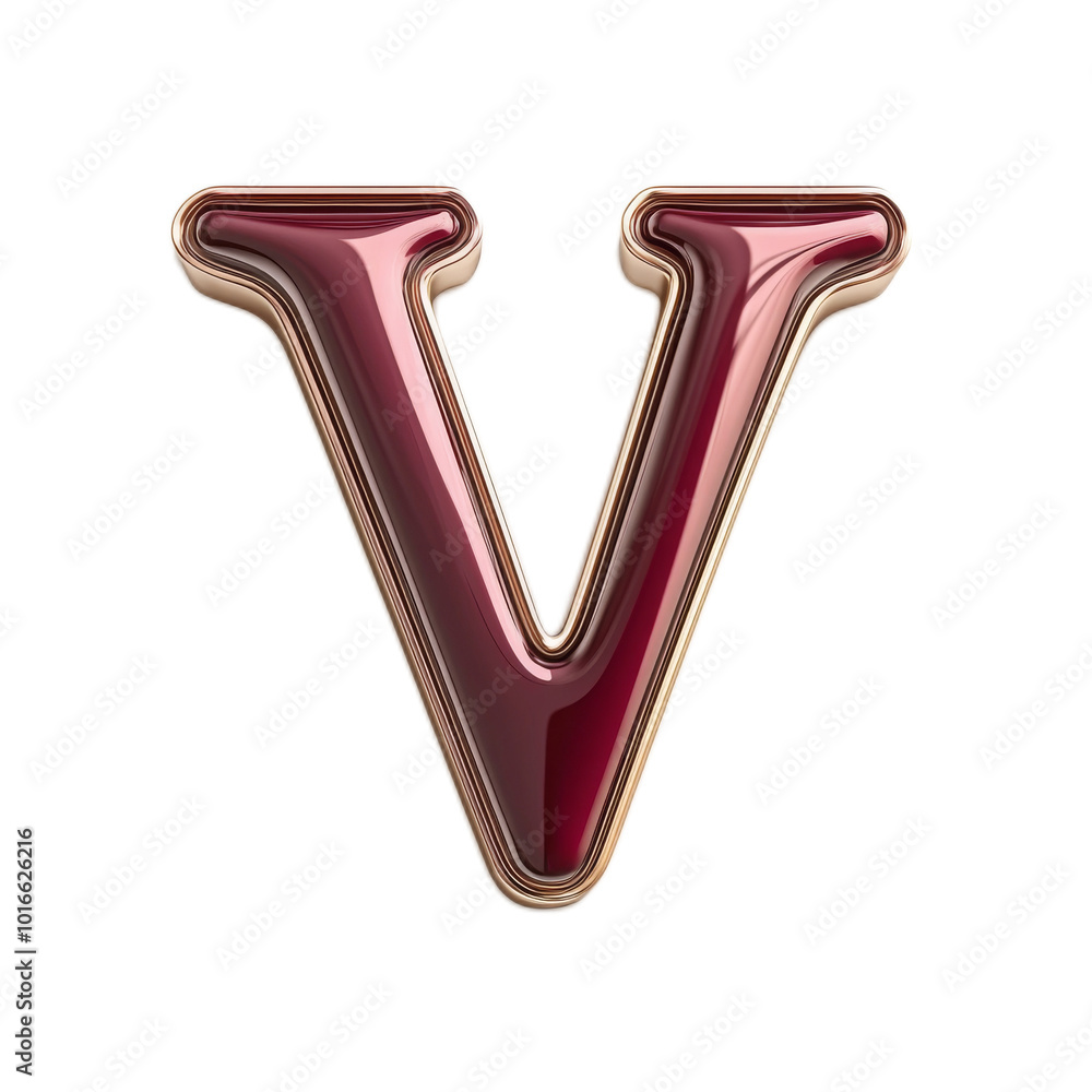 Elegant Glossy Letter V in Stylish Design Elegant Glossy Letter V in Stylish Design
