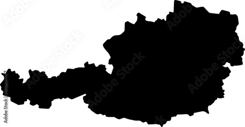 Austria map icon. Black Map of Austria on White Background. 
