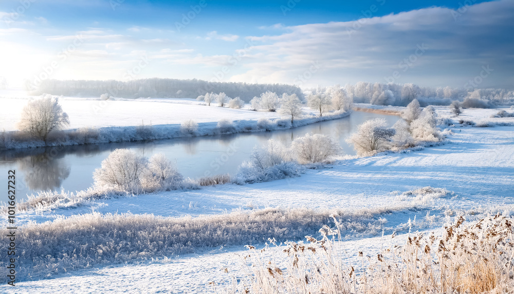 Winterlandschaft am Fluss Winterlandschaft am Fluss
