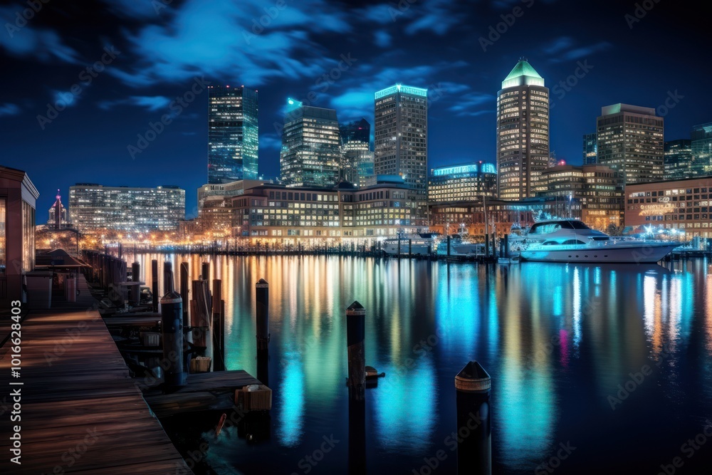 Obraz premium Skyline architecture illuminated metropolis.