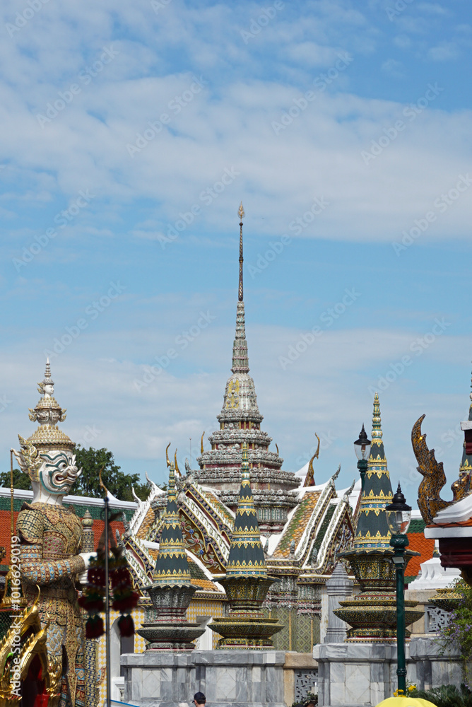 Wat Phra Kaew, pointed top temple, land of The grand palace in Bangkok Thailand, buddha temple landscape, Asian ancient architecture Wat Phra Kaew, pointed top temple, land of The grand palace in Bangkok Thailand, buddha temple landscape, Asian ancient architecture