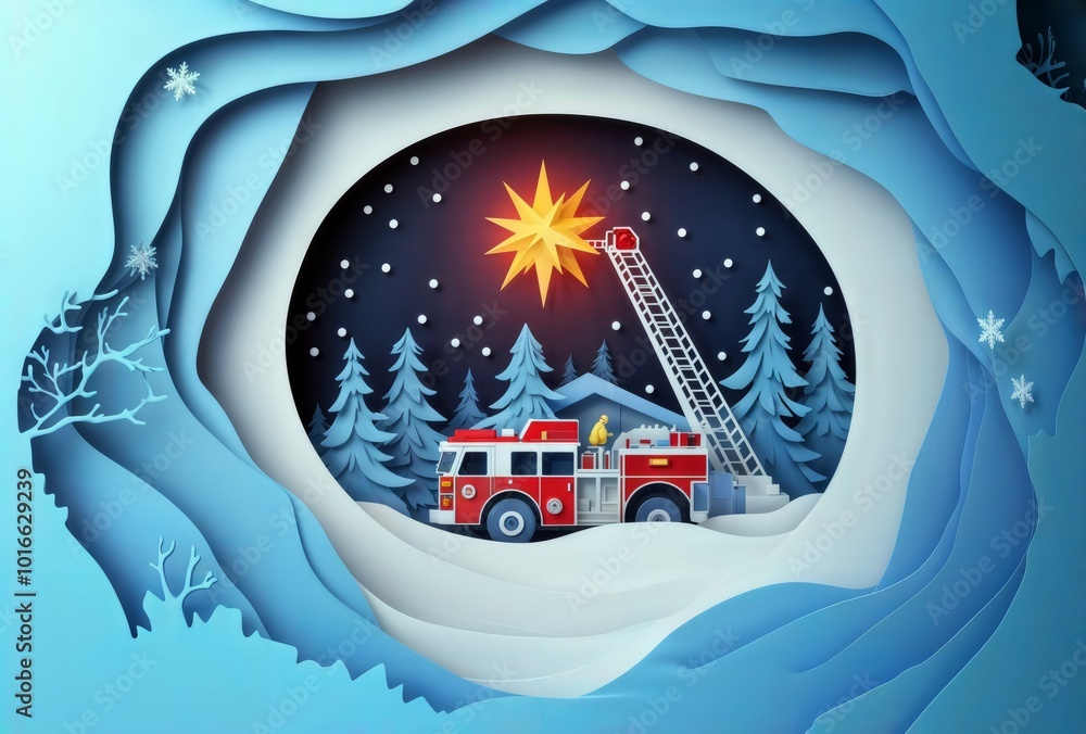 Firefighters' festive Christmas greeting card.