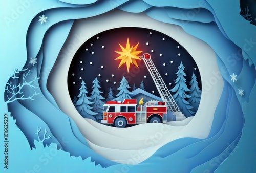 Obraz na płótnie Firefighters' festive Christmas greeting card. w salonie