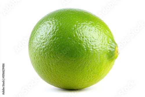 A close-up shot of a lime on a white surface.