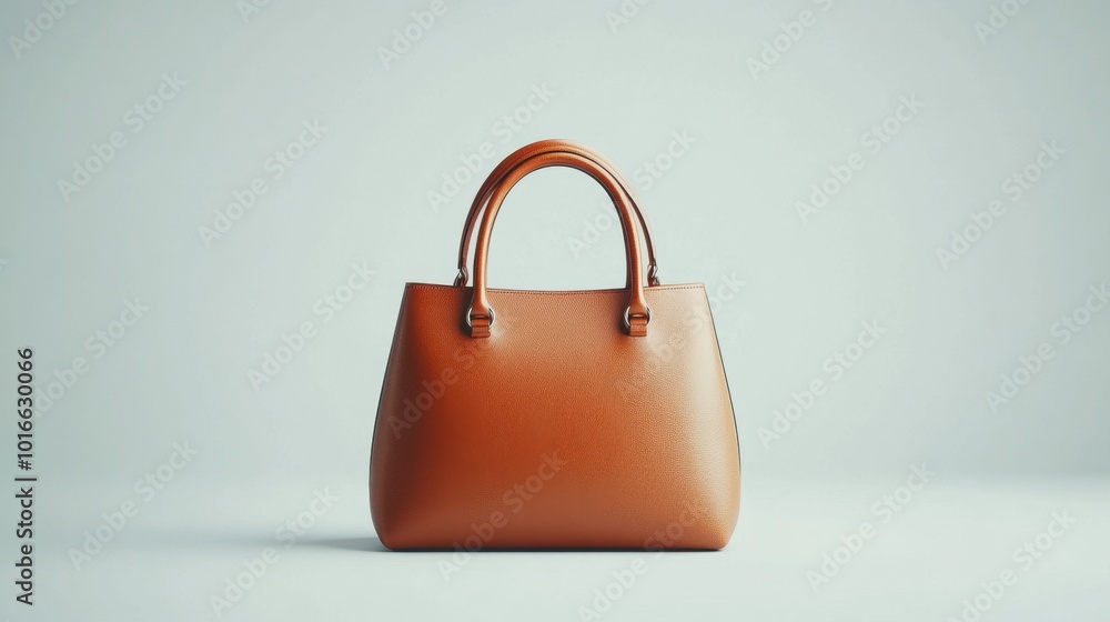 A chic leather handbag on a plain white background, embodying understated elegance and timeless style with its simple, sleek design A chic leather handbag on a plain white background, embodying understated elegance and timeless style with its simple, sleek design