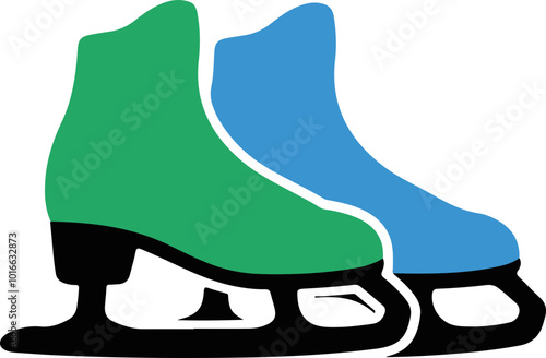 Colorful Vector Ice Skates Design Illustration