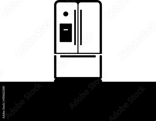 Minimalist Vector Illustration of a Refrigerator