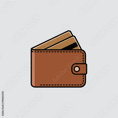Vector Illustration of a Brown Wallet with Cards
