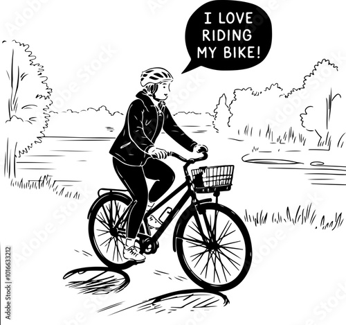 Vector Illustration of a Cyclist Enjoying the Outdoors