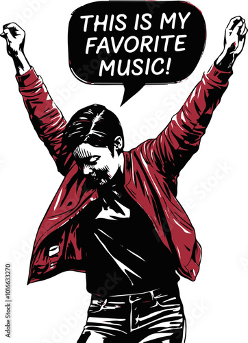 Vector Design of a Happy Music Enthusiast