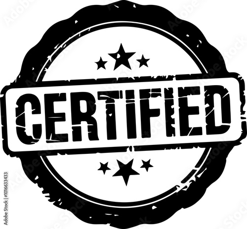 Vector Certified Stamp Design with Stars and Distressed Texture