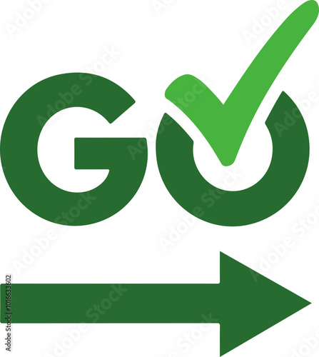 Vector Go Icon with Checkmark and Arrow Design