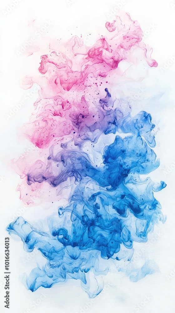 A captivating blend of pink and blue ink swirling harmoniously in water, creating a mesmerizing abstract art piece. A captivating blend of pink and blue ink swirling harmoniously in water, creating a mesmerizing abstract art piece.