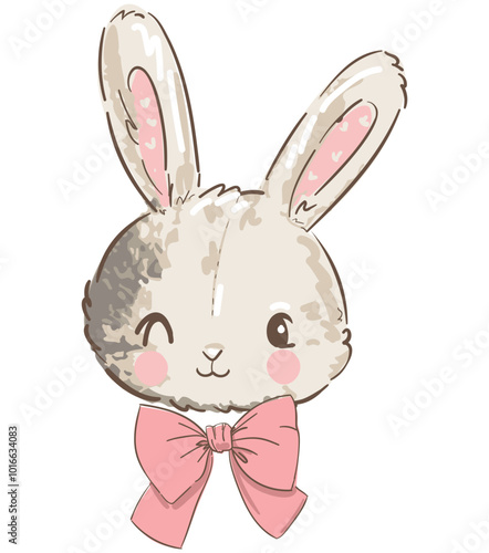 hand drawn cute bunny vector illustration trend design for t shirt printing, graphic design, kids wear, girls clothes, poster, nursery 