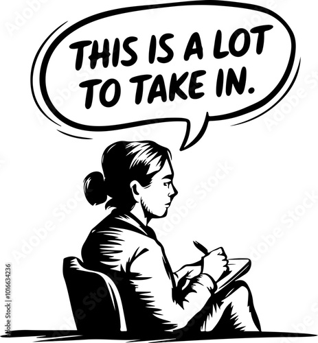 Vector Illustration of a Woman Reflecting on Insightful Ideas