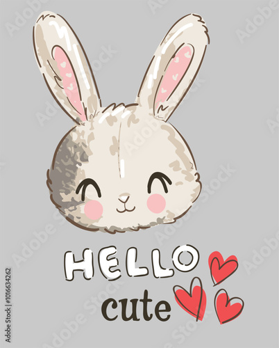 hand drawn cute bunny vector illustration trend design for t shirt printing, graphic design, kids wear, girls clothes, poster, nursery 