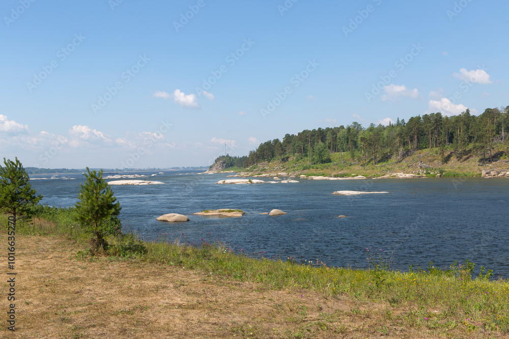 Russia Krasnoyarsk region view of Angara on a cloudy summer day Russia Krasnoyarsk region view of Angara on a cloudy summer day
