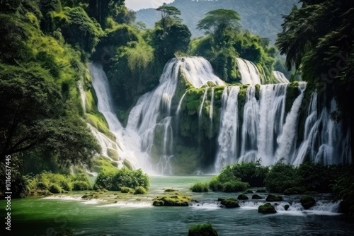 Fototapeta Naklejka Na Ścianę i Meble -  Waterfall travel in Laos landscape outdoors tourism.