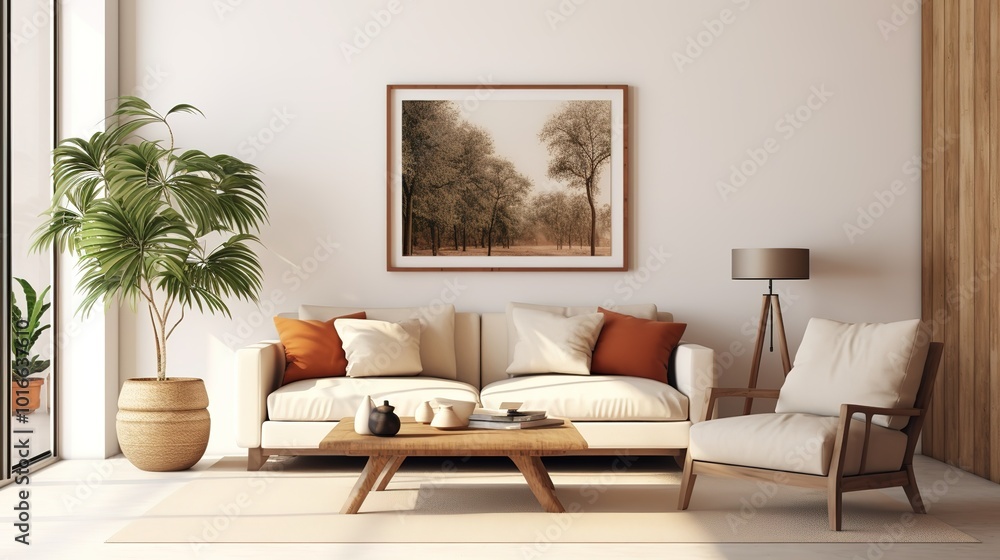 The modern simple design style sitting room composed of sofa and coffee table,generated with AI. The modern simple design style sitting room composed of sofa and coffee table,generated with AI.