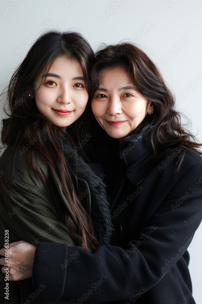 Heartwarming Portrait of a Loving Mother and Daughter Embracing with Warm Smiles and Affectionate Expressions Heartwarming Portrait of a Loving Mother and Daughter Embracing with Warm Smiles and Affectionate Expressions