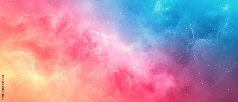 Obraz premium Colorful cosmic background with vivid pink, blue, and orange hues creating an ethereal atmosphere.
