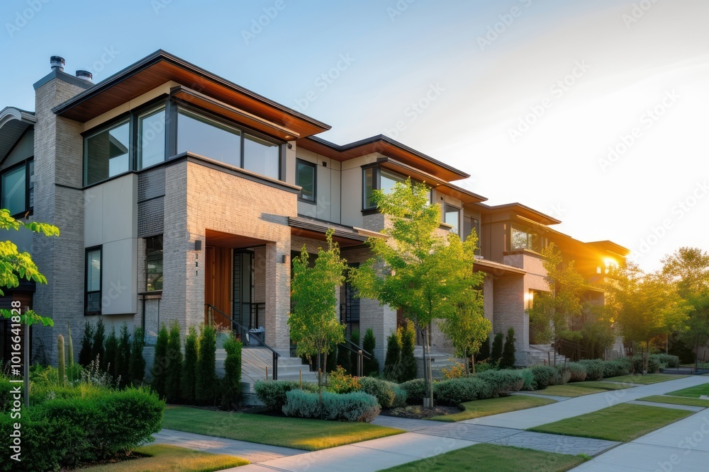 Obraz premium Asian contemporary townhouse architecture building suburb.