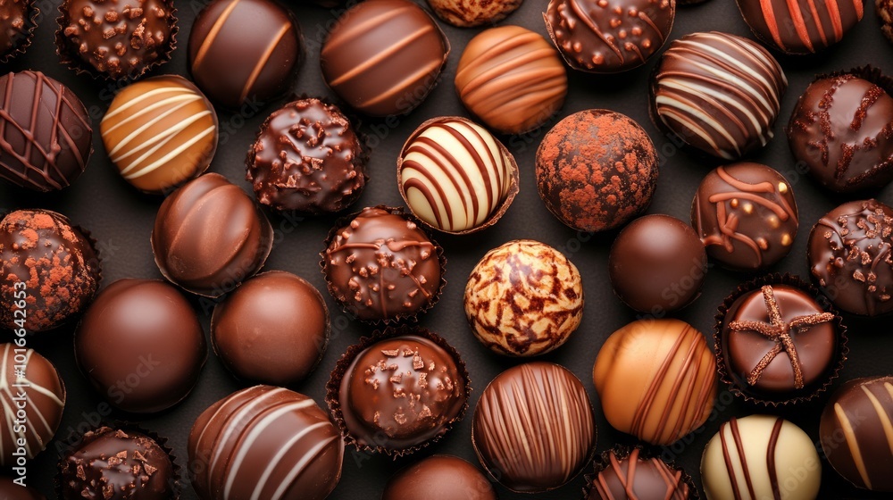A variety of chocolate truffles arranged beautifully. A variety of chocolate truffles arranged beautifully.