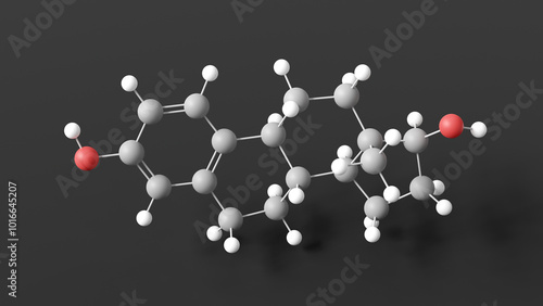 estradiol molecule 3d, molecular structure, ball and stick model, structural chemical formula estrogen steroid hormone photo