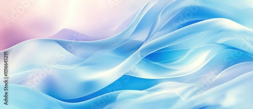 Abstract blue and pink flowing waves on a soft background, creating a calming and serene atmosphere.