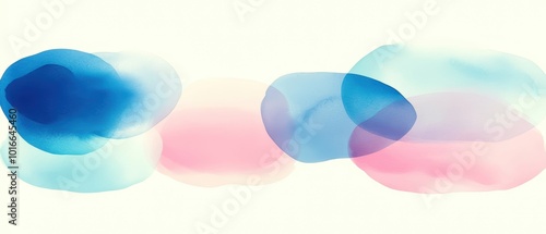 Abstract watercolor shapes in blue, pink, and purple hues on a white background, perfect for artistic designs.