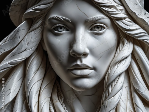 Close-up Marble Sculpture of Metis, the Greek goddess