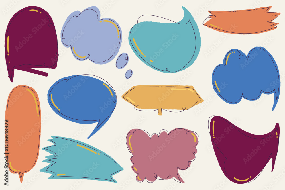 Chat bubble collection. Abstract text boxes for selecting text.. Colorful cartoon speech chat bubbles. Chat bubble collection. Abstract text boxes for selecting text.. Colorful cartoon speech chat bubbles.