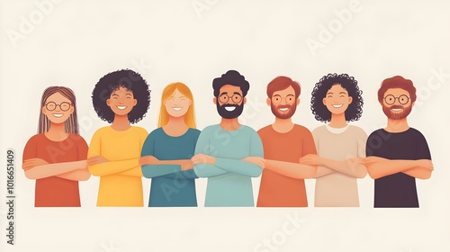 A diverse group of adults standing together and representing an inclusive supportive community This image showcases a concept of unity friendship and among people of different backgrounds