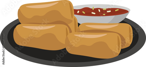 Poh Pia Tod Thailand Asian Food Illustration
