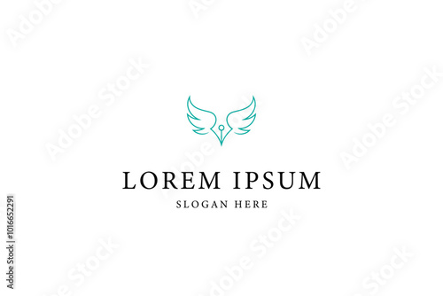 angel pen logo with minimalist linear design style