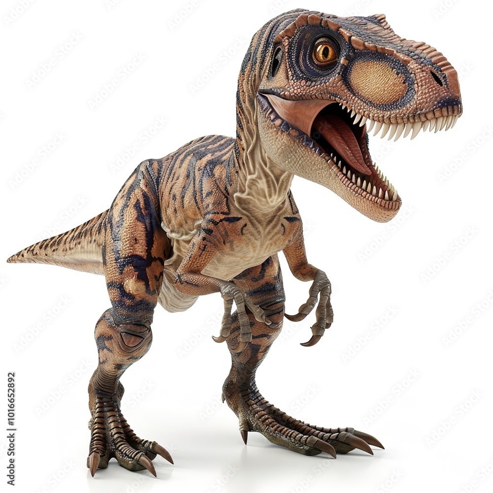 Fototapeta premium Velociraptor dinosaur 3D isolated on white,transparent isolated on white background