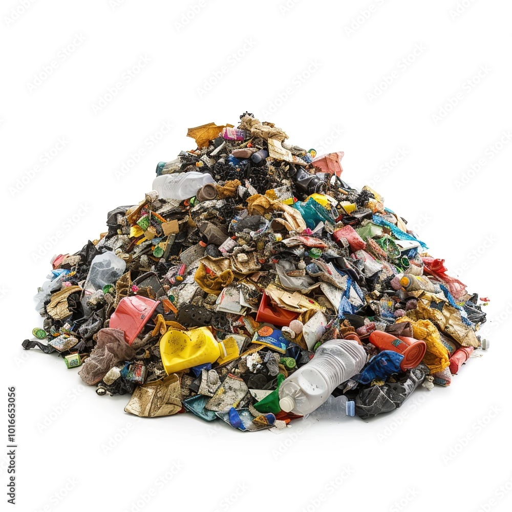 Fototapeta premium Pile of garbage isolated on white background 