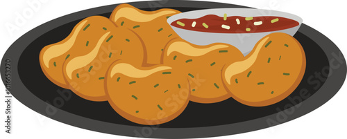 Tod Mun Pla Thailand Asian Food Illustration