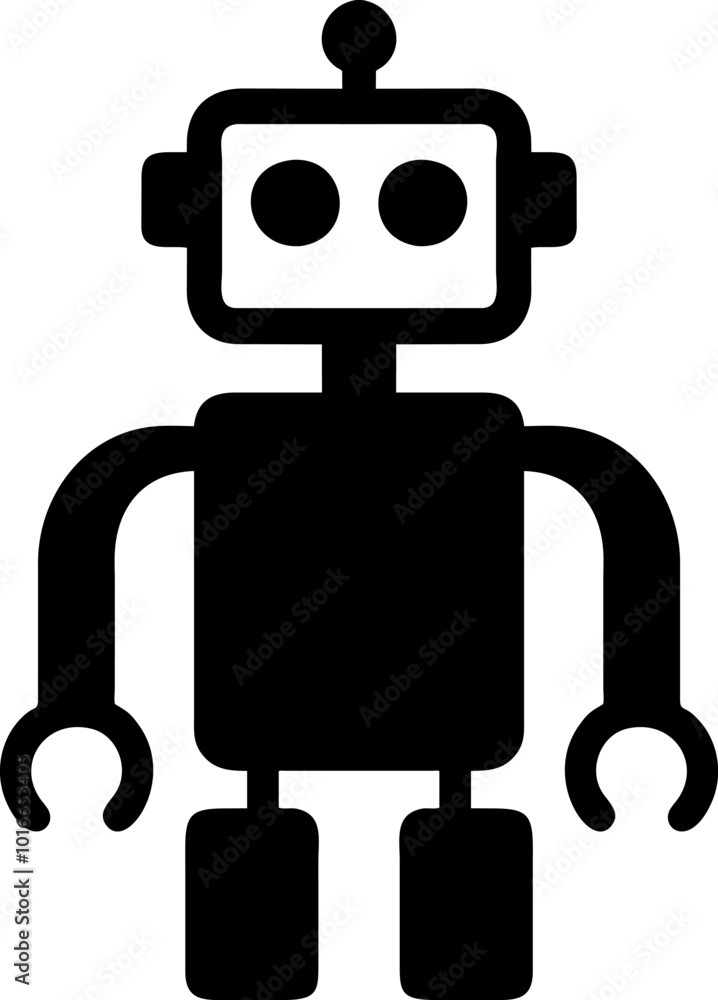 Illustration of Robot Icon in Flat Style. Illustration of Children's Toy Illustration of Robot Icon in Flat Style. Illustration of Children's Toy